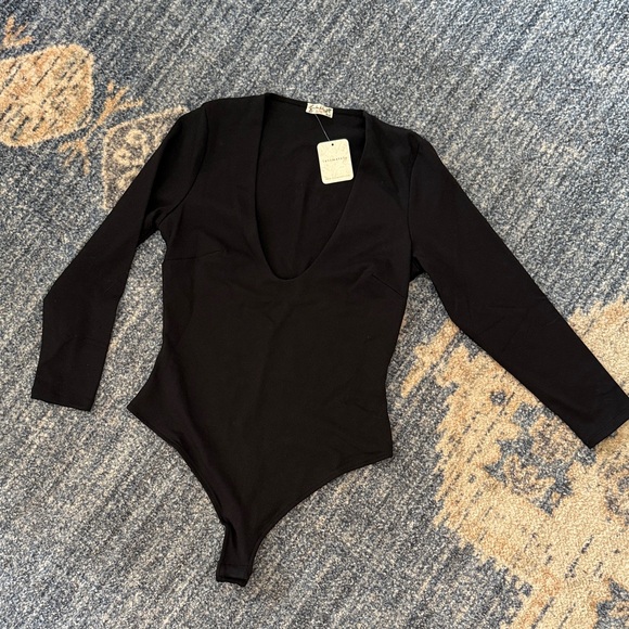 Free People Tops - Free People Low Cut Black Bodysuit